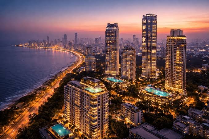 luxury real estate in India — skyline view of premium residential towers Mumbai